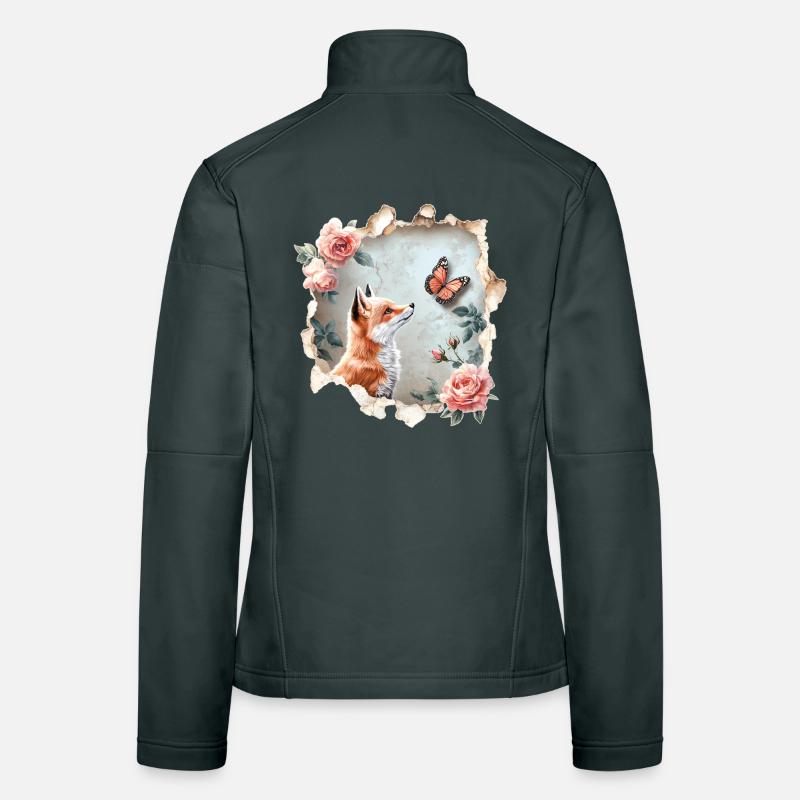 Fuchs mit Schmetterling Frauen Softshelljacke