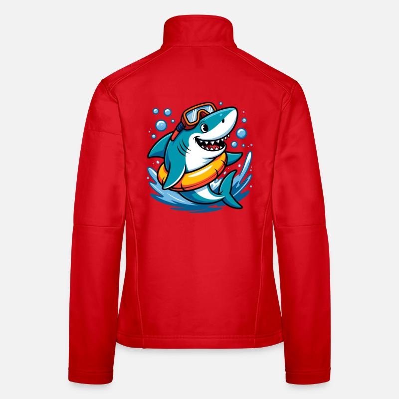 Dessin animé de requin avec des lunettes de plongée Veste en tissu softshell Femme