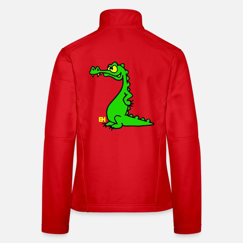 Smiling Crocodile, Three Color Design - Women's Softshell Jacket - red
