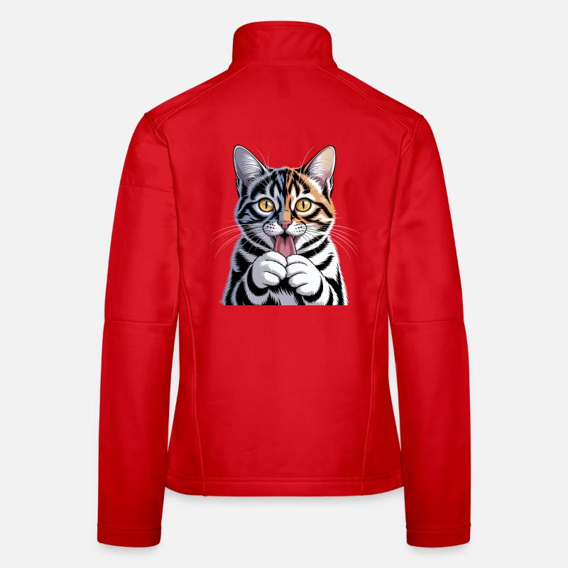 Chat de dessin animé dynamique avec une expression ludique Veste en tissu softshell Femme
