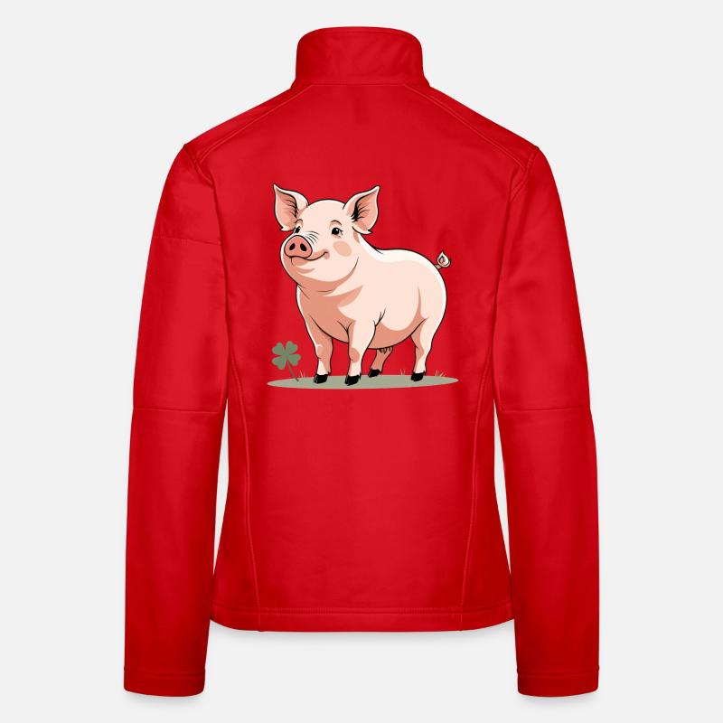Cuddly Spring Pig Cartoon Women's Softshell Jacket