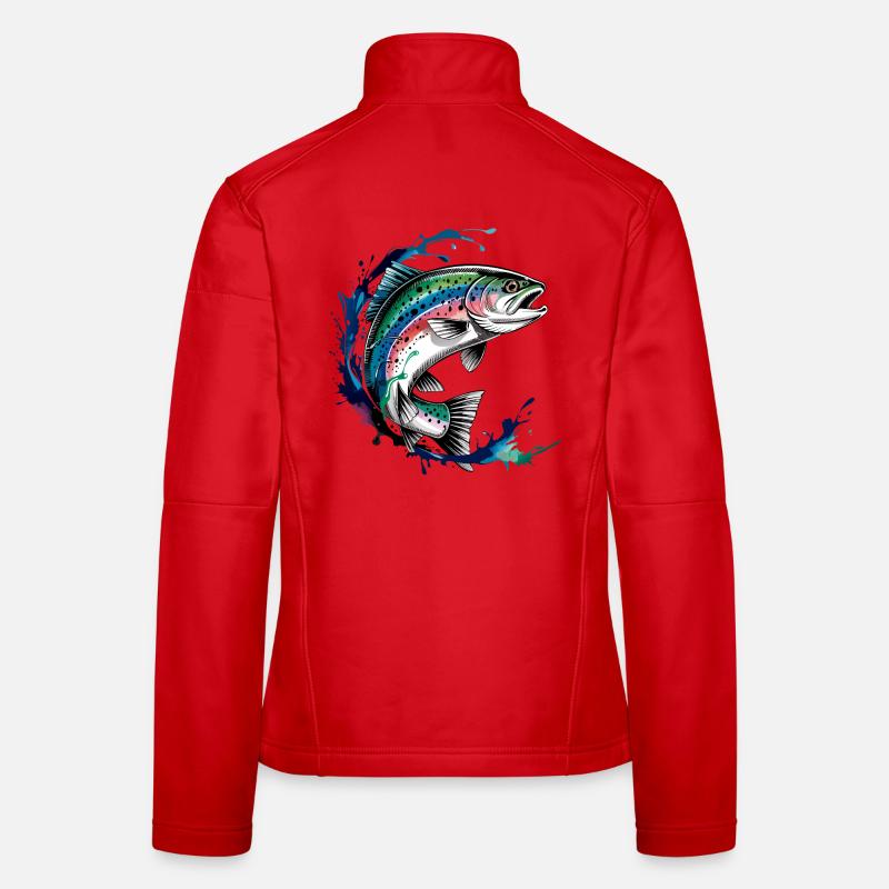 Springende Forelle Forelle Sprung Frauen Softshelljacke