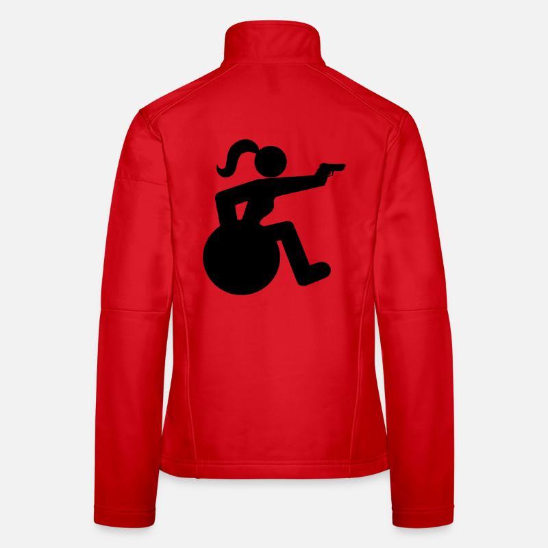 Schießendes Rollstuhlmädchen. Rollstuhlsportlerin * Frauen Softshelljacke