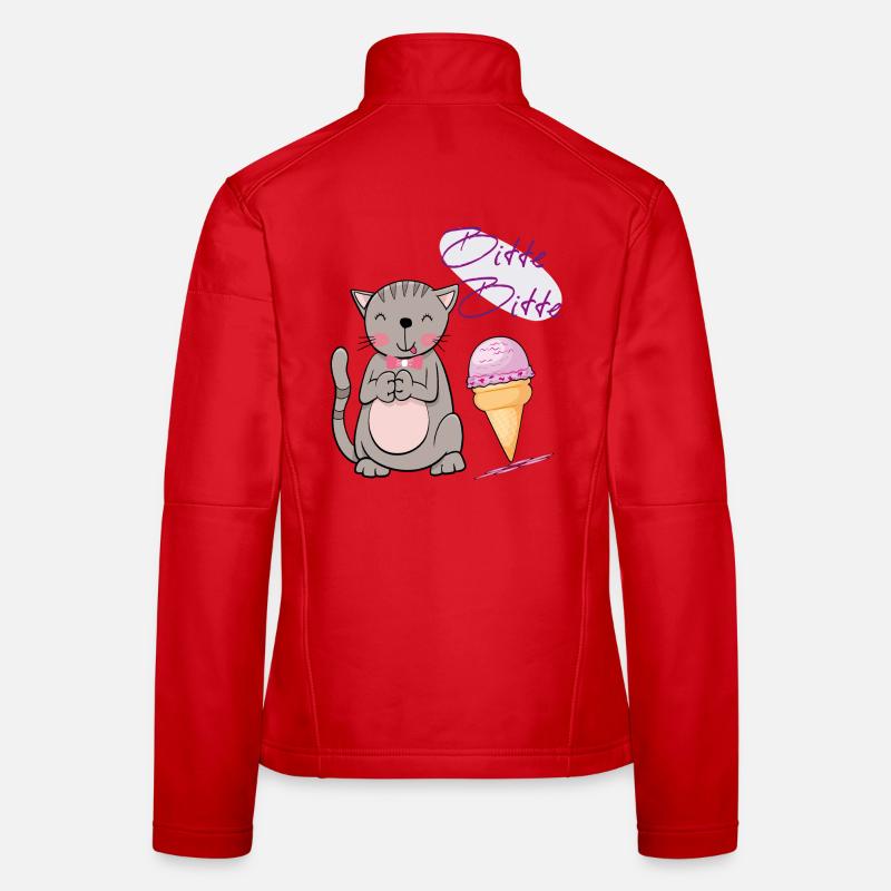 Chat avec cornet de crème glacée Veste en tissu softshell Femme