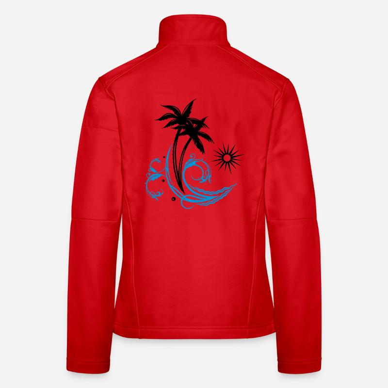 Palm trees with wave and sun, vacation, surf Women's Softshell Jacket