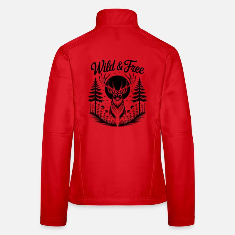 Moonlit Deer - Women's Softshell Jacket - red