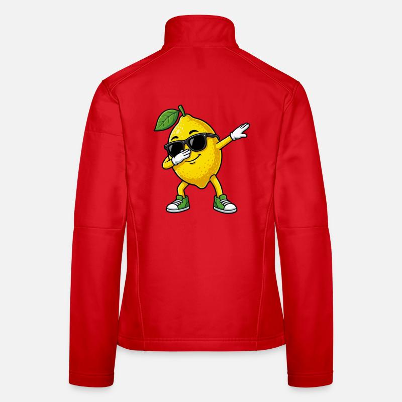 Funny Lemon in Dab Pose Cartoon Women's Softshell Jacket