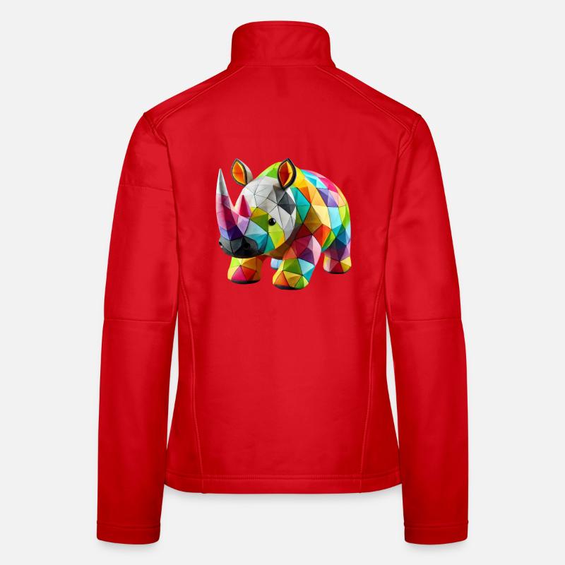 rhinocéros rhino polygones patchwork Veste en tissu softshell Femme