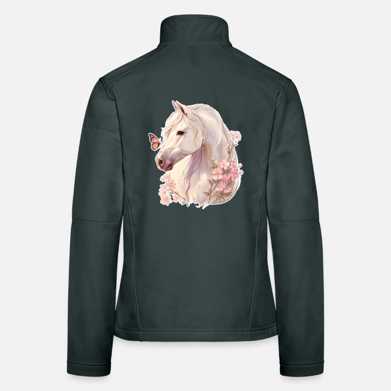 Cheval avec papillon Veste en tissu softshell Femme