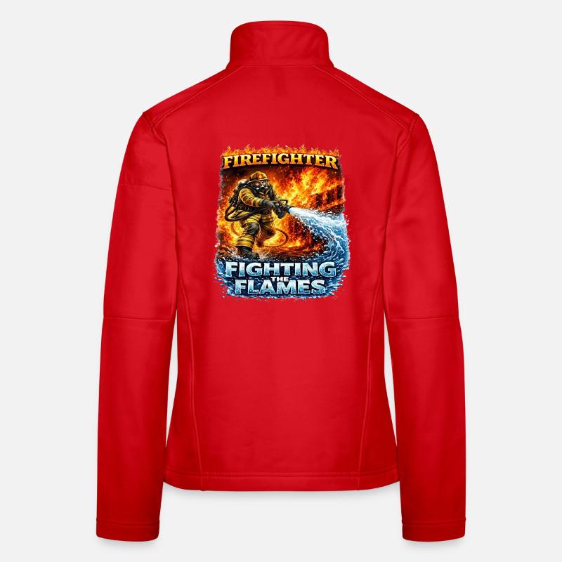 Firefighter hero against flames - Women's Softshell Jacket - red