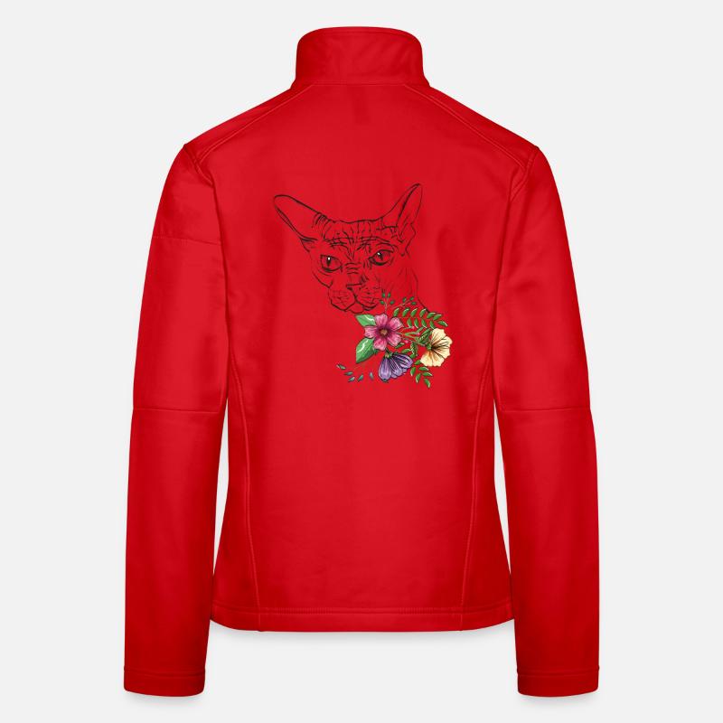 Chat avec des fleurs Veste en tissu softshell Femme
