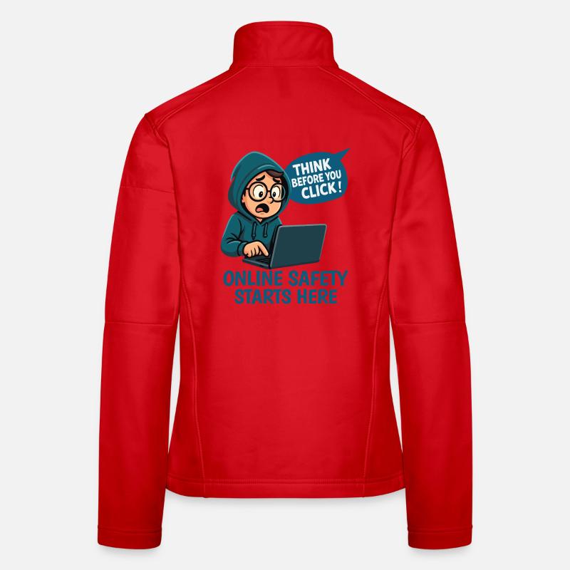 Denk nach bevor du klickst - Online Sicherheit - Frauen Softshelljacke - Rot