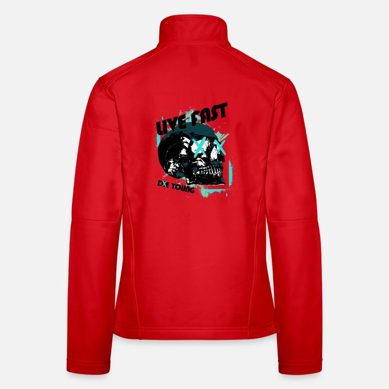 Crâne noir, X turquoise et éclaboussures Veste en tissu softshell Femme