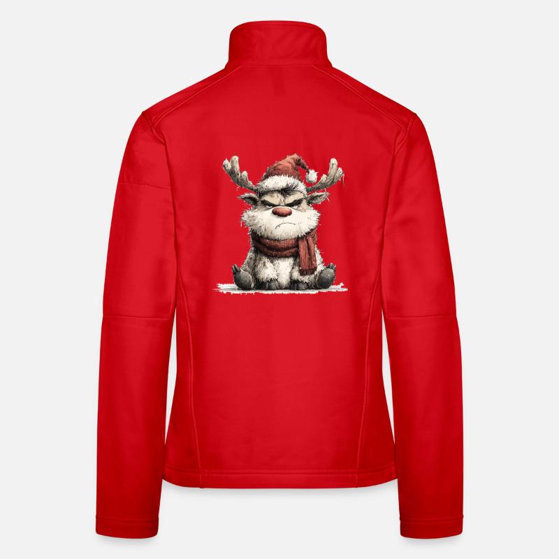 Grim Reindeer with Scarf - Women's Softshell Jacket - red