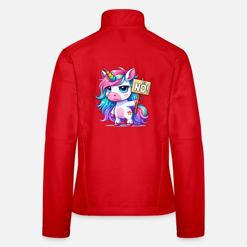 Regenbogen-Einhorn mit Nein-Schild - Frauen Softshelljacke - Rot