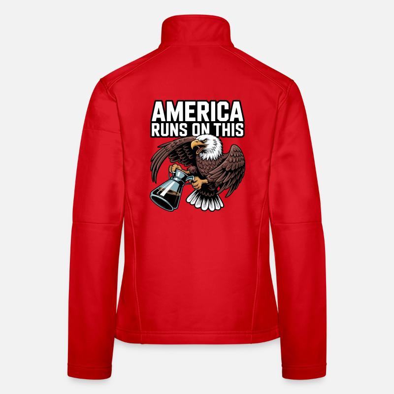 Amerika läuft auf Coffee Eagle Frauen Softshelljacke