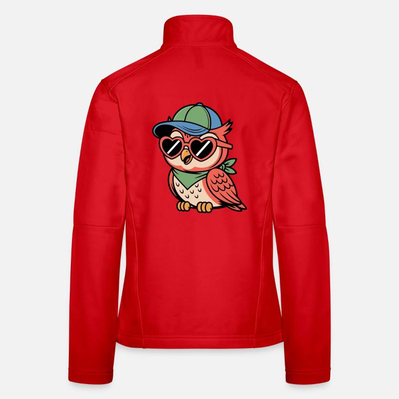 Sonnenbrillen-Eule im Retro-Look - Frauen Softshelljacke - Rot
