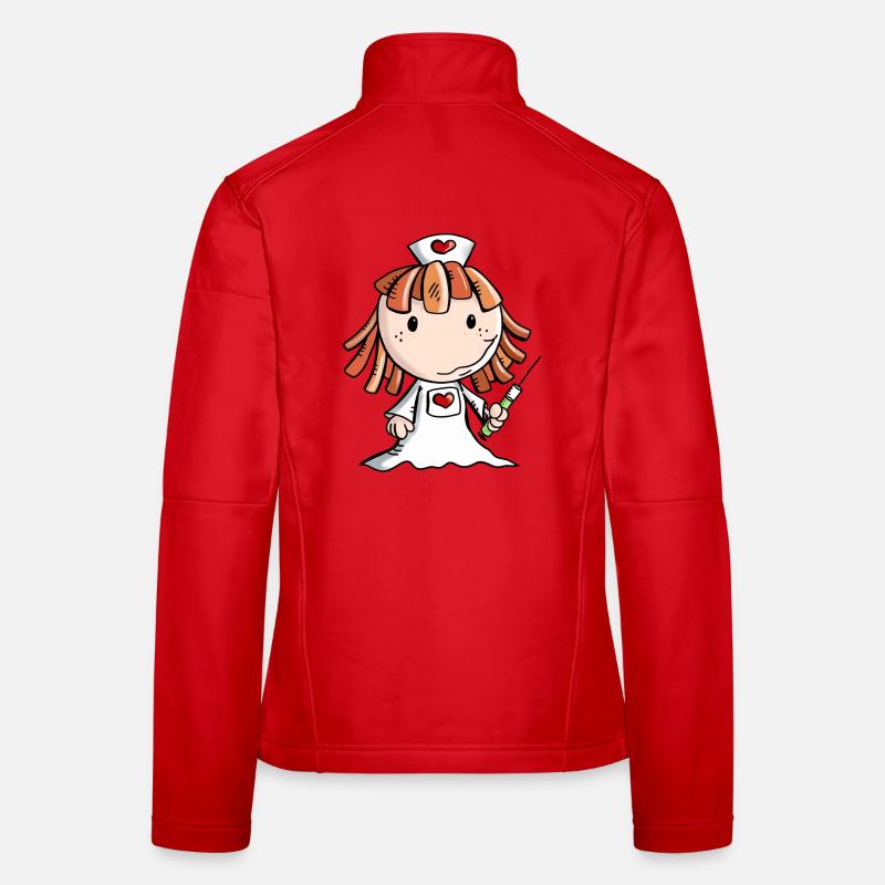 Krankenschwester Comic mit Herz und Spritze Frauen Softshelljacke