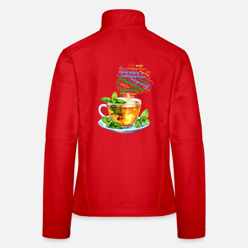 Mint tea and its properties - watercolor - Women's Softshell Jacket - red