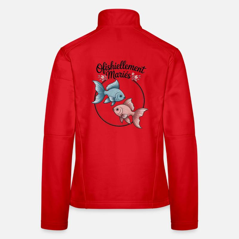 Ofishiellement Ehe-Humor-Pfirsich-Hochzeitspaar - Frauen Softshelljacke - Rot