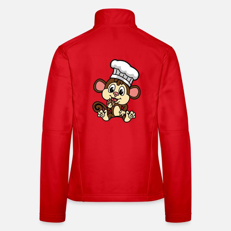 Lustiger kleiner Affe mit Keks kleiner Baecker - Frauen Softshelljacke - Rot