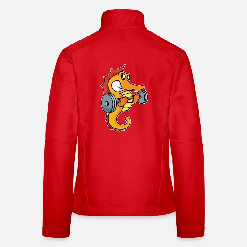 Gewichthebendes Seepferdchen - Frauen Softshelljacke - Rot
