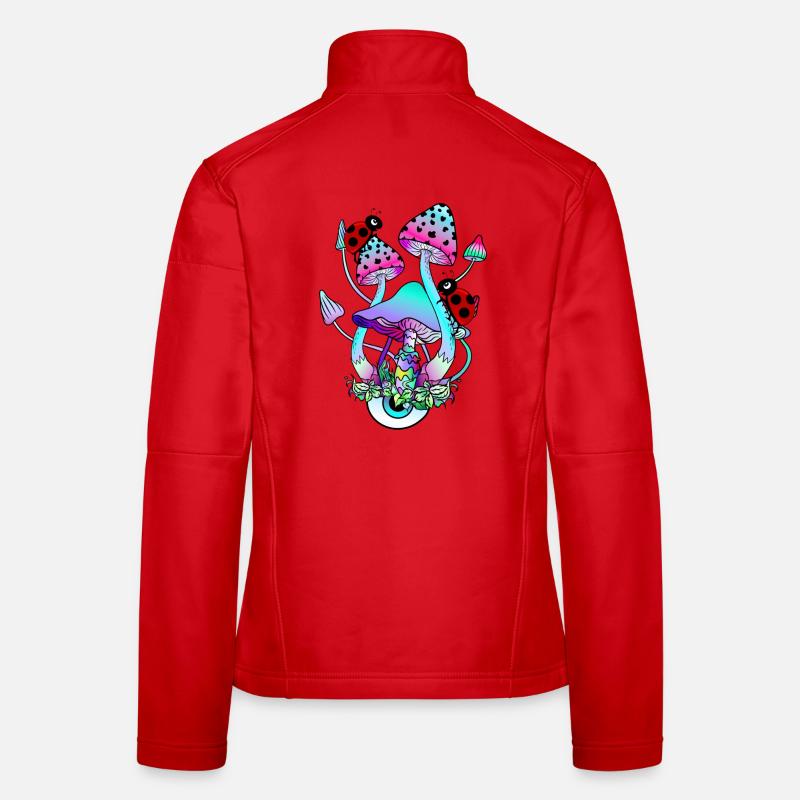 Magic Mushrooms Ladybug Psychedelic Mushroom Art Women's Softshell Jacket