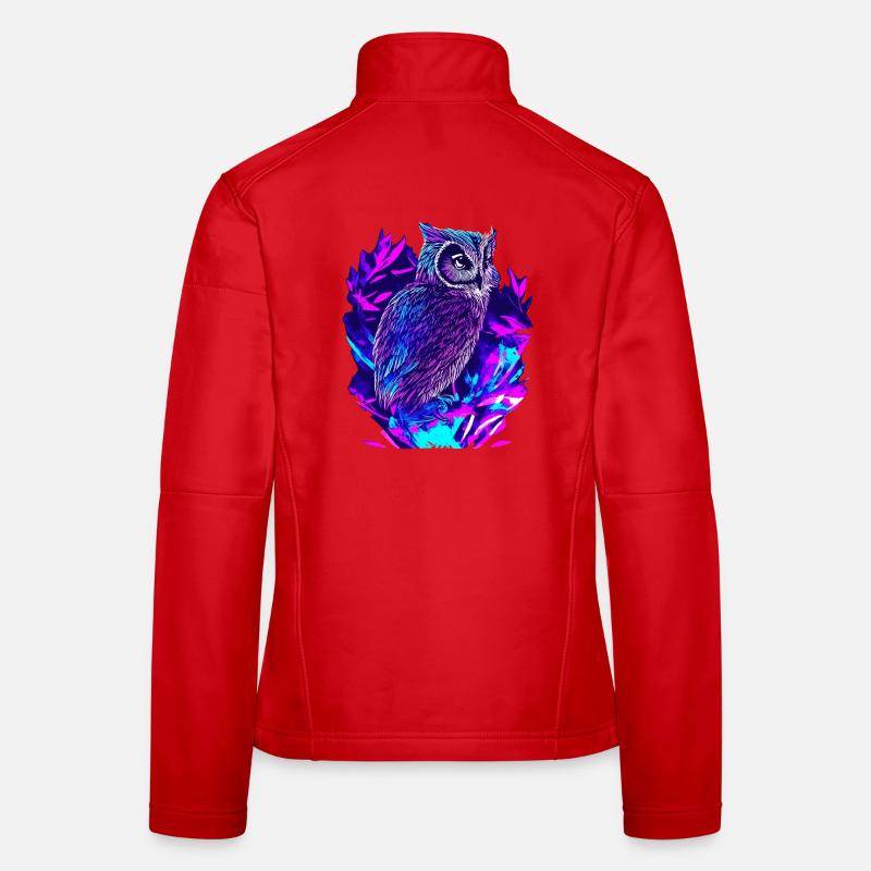 Neon Eule Psychedelische Eulen Kunst Frauen Softshelljacke