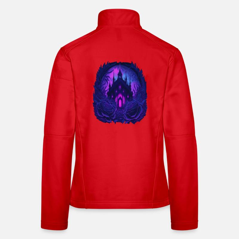 neon gothic gothic castle with roses Women's Softshell Jacket