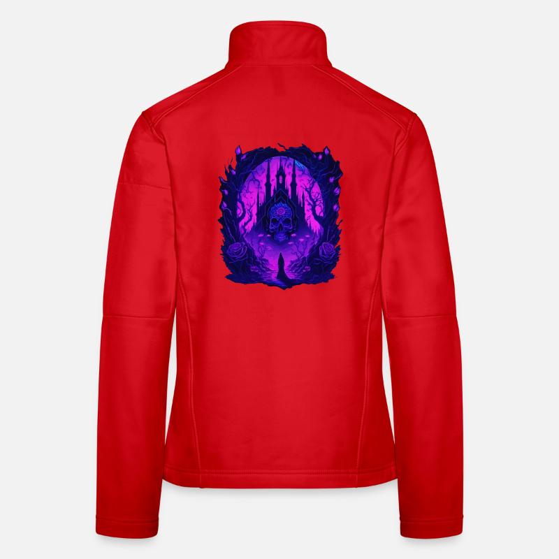 Neon Gothic Skull Architecture Women's Softshell Jacket