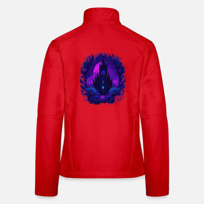 Neon Rosen Schloss mit Gotischer Architektur Frauen Softshelljacke