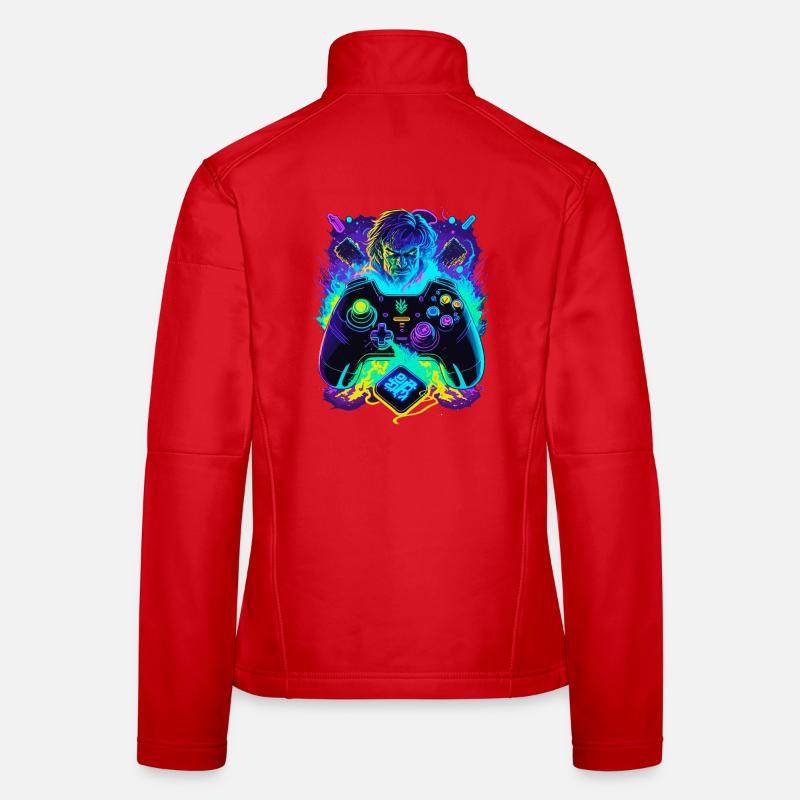 Neon Graffiti Gamer Controller Women's Softshell Jacket