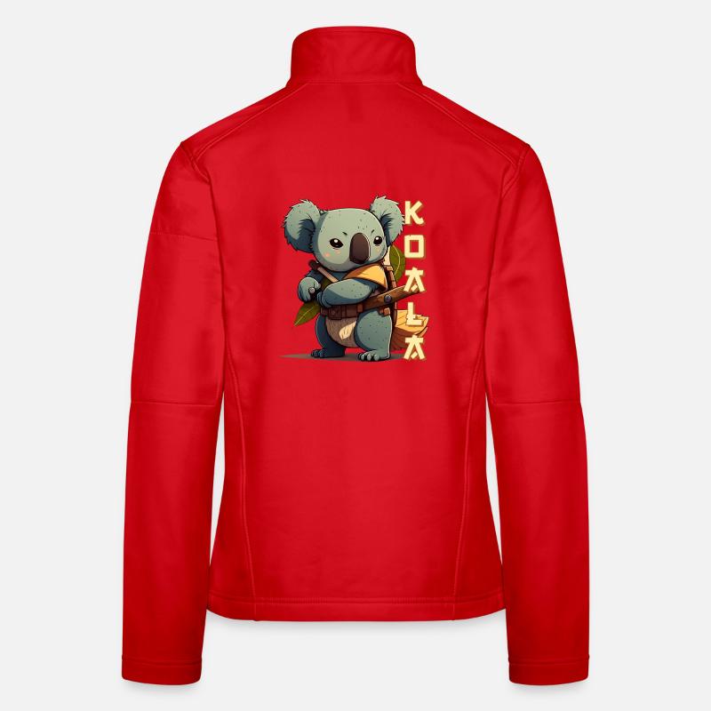 Samurai Koala mit Schriftzug Frauen Softshelljacke