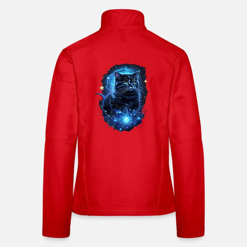 Cosmic Cats Art Black Cat Veste en tissu softshell Femme