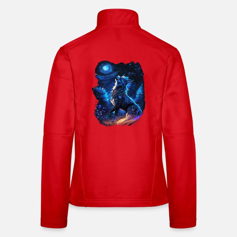 heulender Wolf in mystischer Natur Frauen Softshelljacke