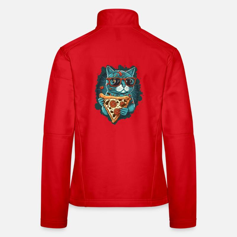 Chat avec des tranches de pizza Veste en tissu softshell Femme