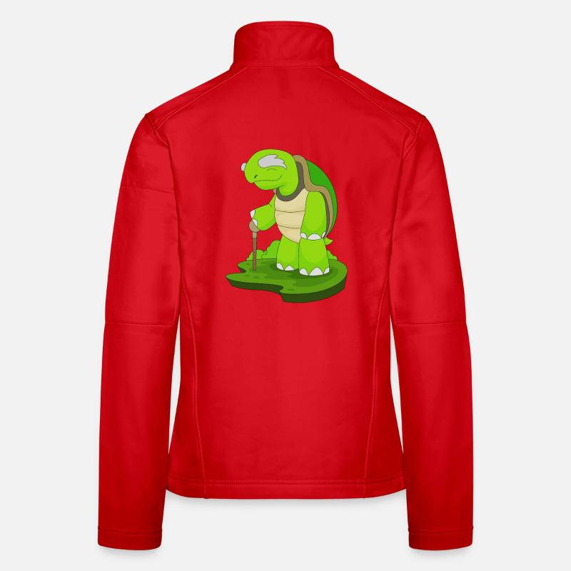Turtle Retiree Walking Stick Women's Softshell Jacket