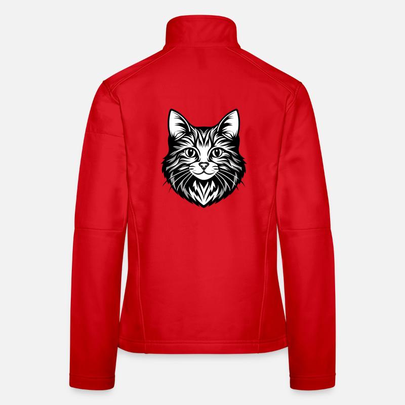 Illustration complexe de visage de chat Veste en tissu softshell Femme