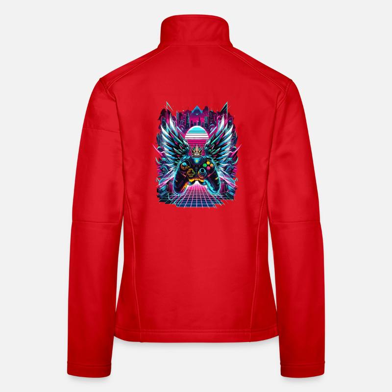 Synthwave Sunset Gamer Controller Frauen Softshelljacke