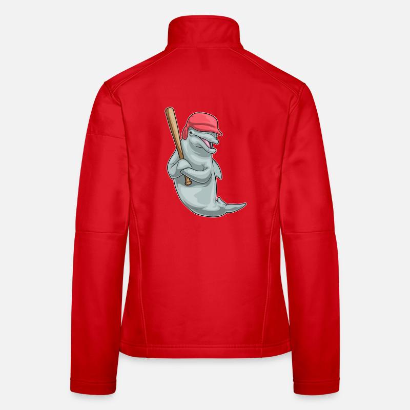 Dolphin Baseball Baseball Bat Women's Softshell Jacket