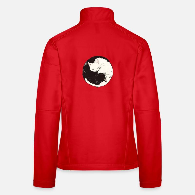 Yin und Yang Buddhismus Grafik Katzen Katzenhalter - Frauen Softshelljacke - Rot