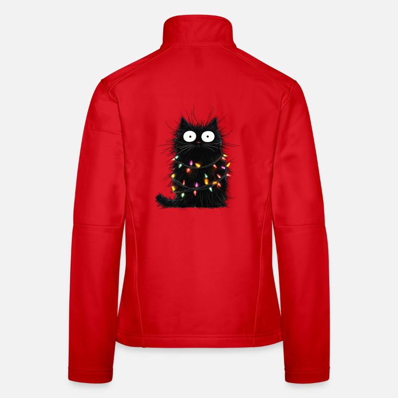 Lustige Katze Weihnachtsbaum Lichterkette Geschenk - Frauen Softshelljacke - Rot