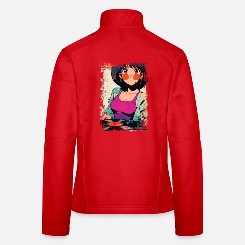 Anime DJ Mädchen mit Schallplatte Frauen Softshelljacke