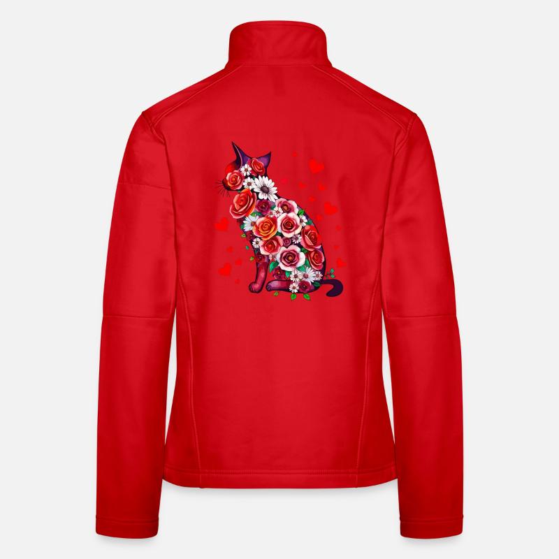 Fleurs Chat Veste en tissu softshell Femme