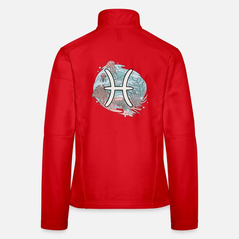 Fische Sternzeichen - Unterwasser Astrologie - Frauen Softshelljacke - Rot