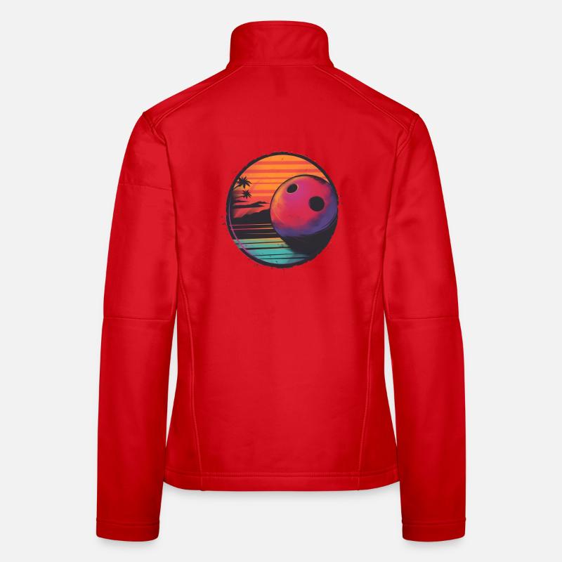 Retrowave Bowling Kugel Frauen Softshelljacke