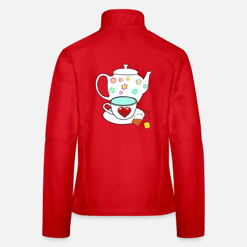 Heart Tea Teapot Valentine's Day Drinks Women's Softshell Jacket