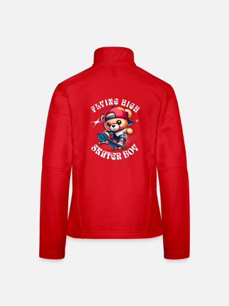 Ours en peluche skateur sur skateboard - Veste en tissu softshell Femme - rouge - Dos