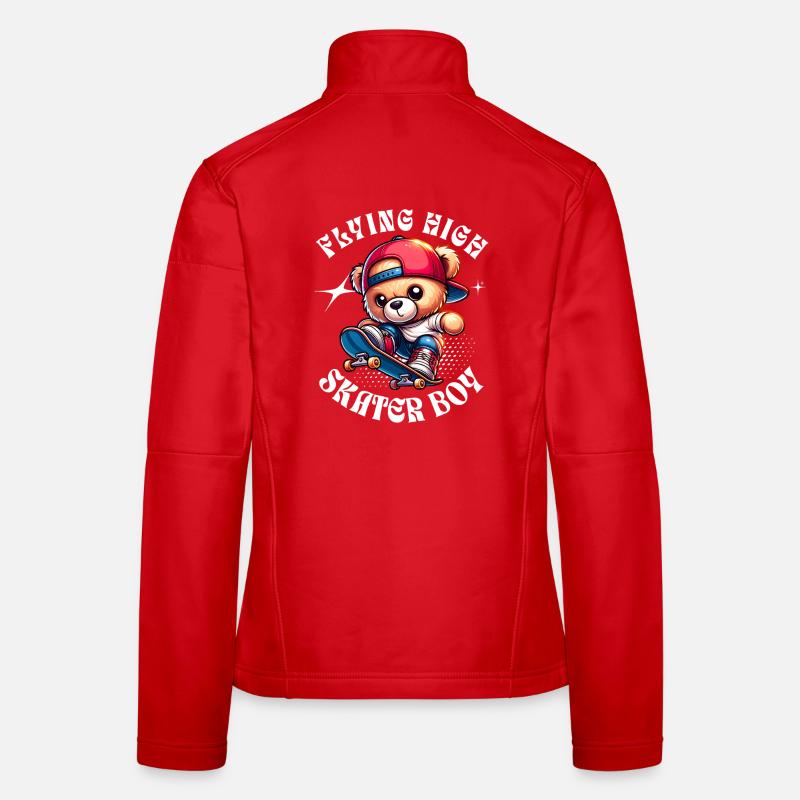 Skater teddy bear on skateboard - Women's Softshell Jacket - red