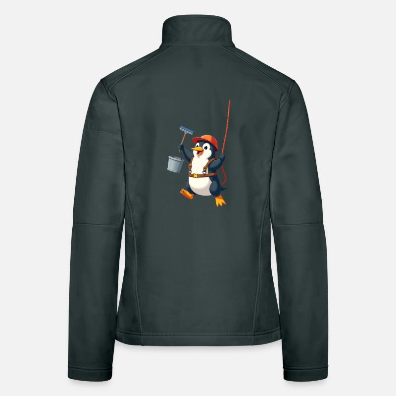 Penguin cleaning windows - Abseiling down Women's Softshell Jacket